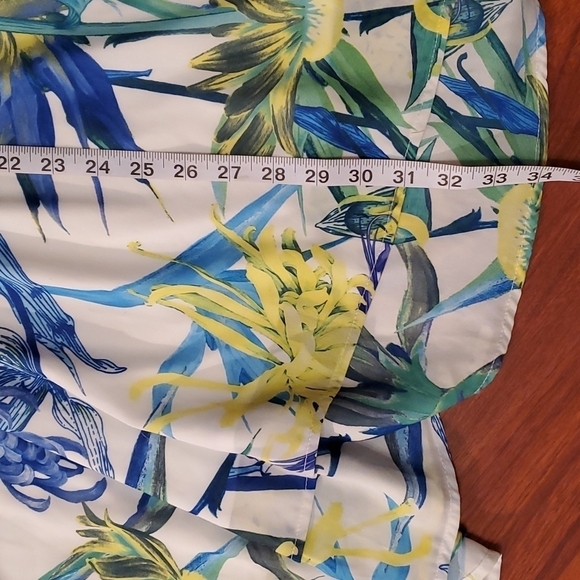 AGaci Dress Womens Size M floral blue yellow white floral tropical print - Picture 9 of 9